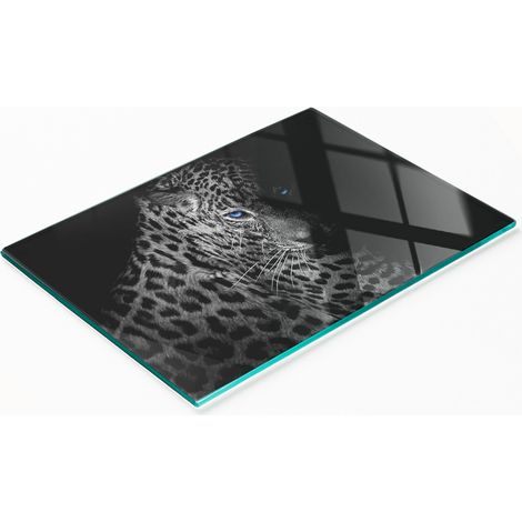Tabla de cortar y servir decorativa de cristal para cocina, diseño de leopardo, 80x52 cm. (1/5)