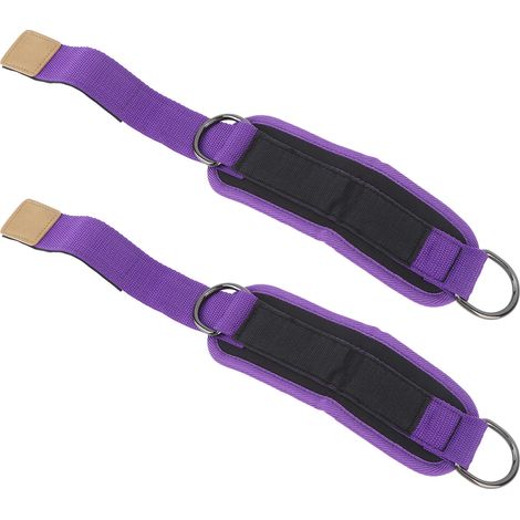 2PCS Sangle de cheville pour machine à câble, anneau en D en acier, manchette de cheville pour fitness, violet (1/5)