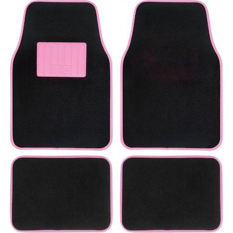 Jeu De Tapis Moquette 400g-M2 Drive Noir-Rose. 4pcs - Swiss Drive