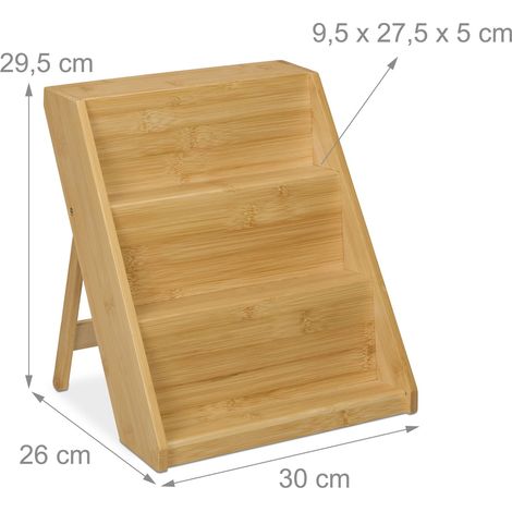 Portaspezie a 3 livelli pratico cucina 60 x 25 x 15 cm in bambù naturale 130016412