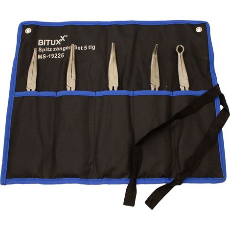 Bituxx Spitzzangen Set  5 tlg. Langbeck Zangen Rundnasenzange Gerade und abgewinkelt