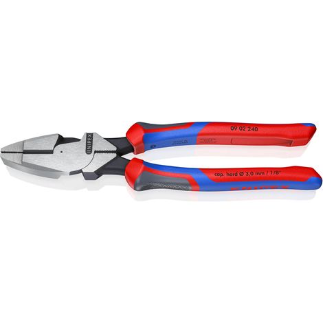 KNIPEX 09 02 240 Pinza universale tipo forte "Lineman's Pliers" modello americano con manici comfort atramentata nera 240 mm (1/7)