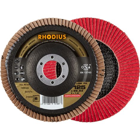 RHODIUS LGK FK, 10 Stück, 125 mm, Korn 80, Fächerschleifscheibe (1/3)