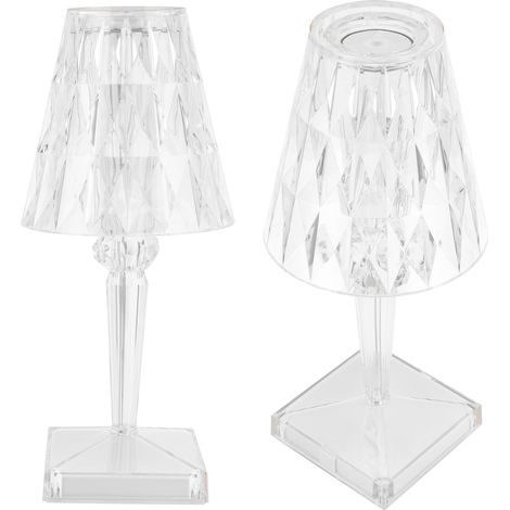 Lampe de Bureau LED Cristal Transparent Prisme à Intensité Réglable, Lampe de Chevet USB Rechargeable, Décor de Table Élégant (1/5)