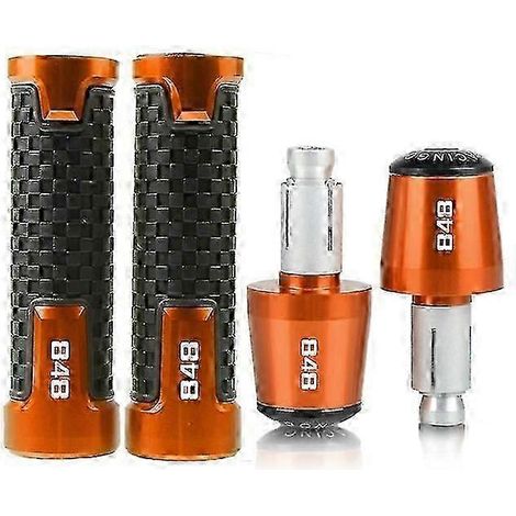 Pour BMW 848 Evo 2007 2008 2009 2010 2011 2012 2013 : Accessoires CNC pour moto 848, poignées et embouts de guidon (orange). (1/5)