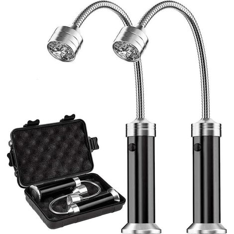 Ensemble de 2 lampes magnétiques pour barbecue, fonctionnant sur piles, rotation à 360°, noir. (1/4)