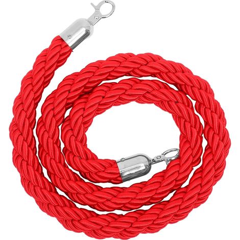 Corde de barrière torsadée rouge de 1 5 m avec crochets en (1/5)