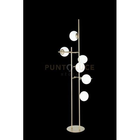 PIANTANA JEWEL ORO 6 LUCI ATTACCO E14 VETRO BIANCO SATINATO VETRI D.15CM H.166CM
