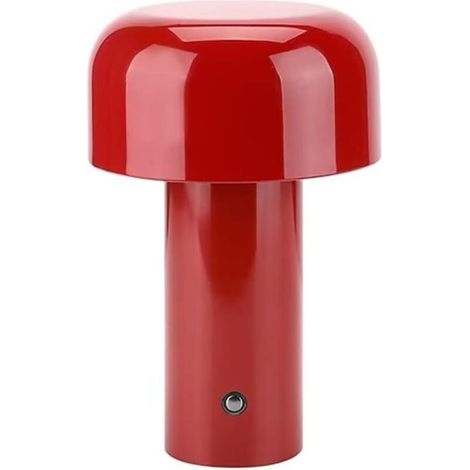 QAZQA Lampe De Table Champignon, Lampes de Table Sans Fil, Lampe de Bureau LED Rechargeable, 3 Niveaux de Luminosité, Lampe De Bureau Tactile Dimmable pour Chambre, Bureau, Chevet, rouge (1/5)