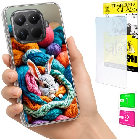 Funda para Xiaomi 15T Pro con diseño de conejo y cristal 9H. (1/5)