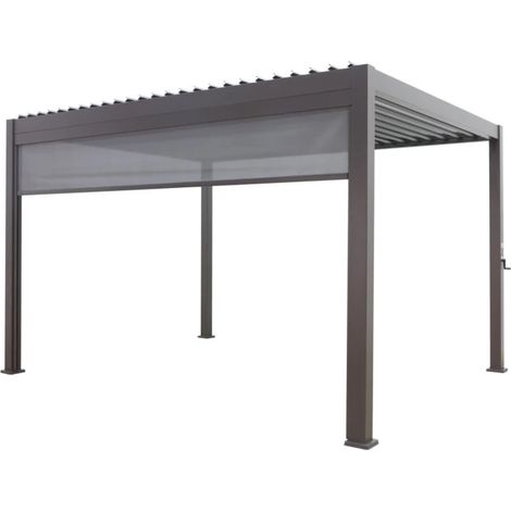 tenda antivento scorrevole per pergola bioclimatica eurogarden "atena" in textilene grigio lato 4 mt