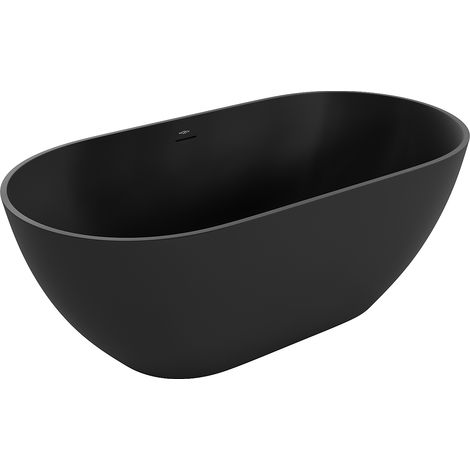 Mexen Rimini freistehende Badewanne aus Mineralwerkstoff 150 x 75 cm, mattschwarz - 57241507570 (1/5)