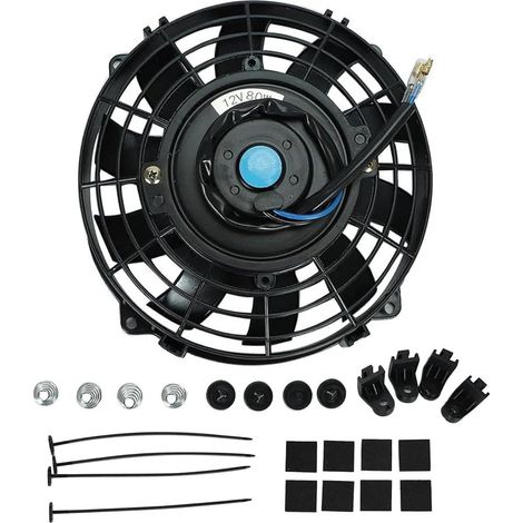 7-Zoll-Elektrolüfter (12 V, 80 W), schlankes Design mit Montagesatz, universeller Push-Pull-Lüfter (800 cfm) für Pkw, Lkw, ATV und VW T2. (1/5)