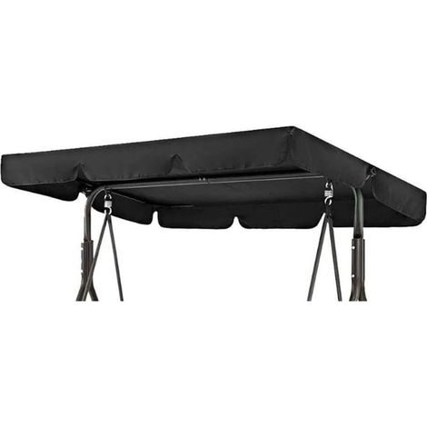 Housse de protection pour balancelle de jardin 195 x 125 x 15 cm en tissu Oxford noir imperméable pour mobilier extérieur et toile de rechange (1/5)