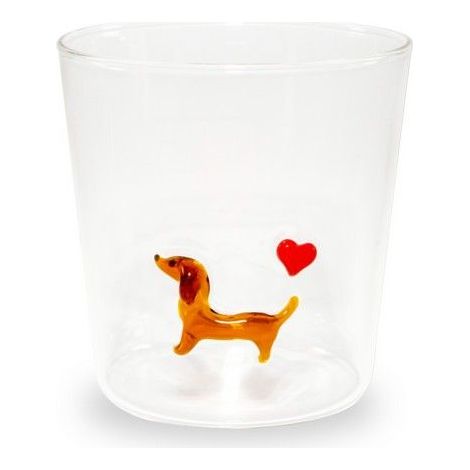 WD LifeStyle Bicchiere Vetro Borosilicato Cc 250 ml Decoro Bassotto (1/2)