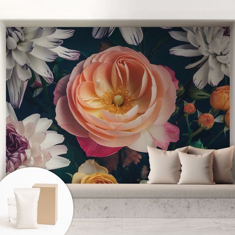 Tapete Vliestapete mit Kleber - Wanddekoration Wohnzimmer - Tapete Schlafzimmer Blumenharmonie 208x146 cm (1/5)