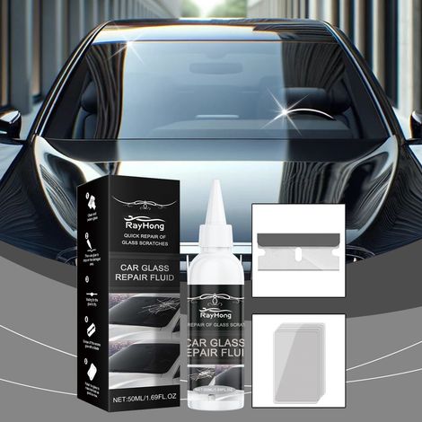 Autoglas-Reparaturkleber, Nano-Glasreparaturflüssigkeit, Schnellreparatur für gesprungenes Glas – 50 ml + 1 Klinge + 5 Aushärtungsfolien -- BIEMMEDUE (1/5)