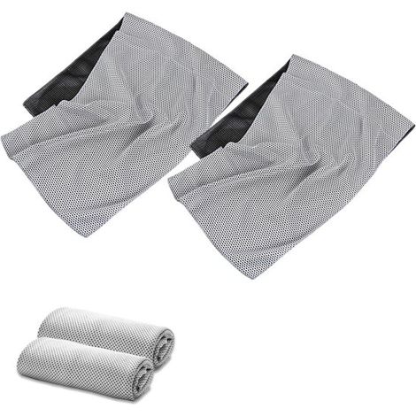 Set di 2 asciugamani sportivi rinfrescanti, ad asciugatura rapida, 100 cm 30 cm, ideali per attività all'aperto come camminare, correre, sport, palestra, campeggio e fitness - Grigio (1/5)