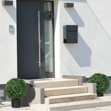 Set de 2 plantas artificiales 55.0x48.0x30.0 cm, protección UV, premontadas, PE y acero, verde (1/5)