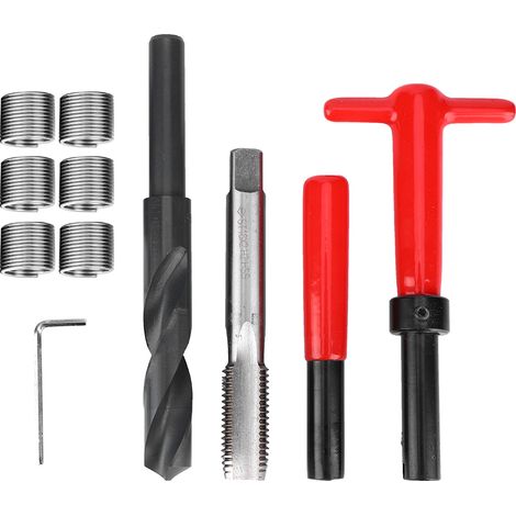 Kit de réparation de filetage 11 pièces en acier inoxydable, clé à tarauder hélicoïdale, outil d'insertion filetée M16x2 (1/5)