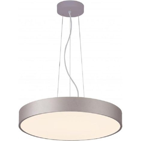 Trade Shop - 60cm Círculo Colgante Araña Led 65w Lámpara Arriba Abajo Moderno 2 Luz Temperaturas - Plata