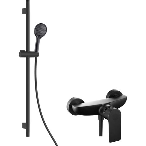 kielle Vega - Set de douche avec mitigeur, colonne, flexible et pommeau de douche EcoSpare, noir mat 20618SN54 (1/5)