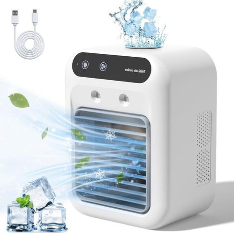 Condizionatore portatile，Mini condizionatore portatile da 25 W，2 flussi d'aria fredda，Ventilatore personale a 2 velocità，per camera da letto (1/5)