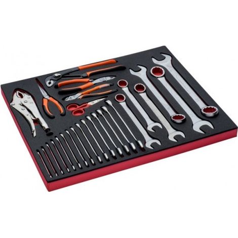 BAHCO - Jeu de pinces et clés, module mousse 3/3 Fit&Go - 27 pcs
