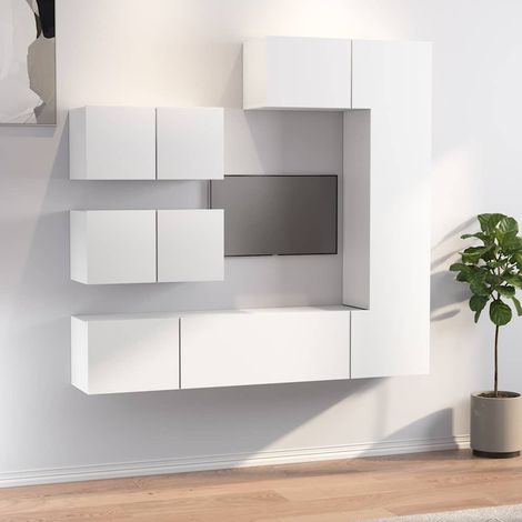 vidaXL 6 Piece TV Cabinet Set White Engineered Wood (1/5)