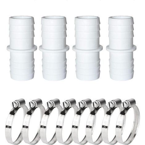 Connecteur de Tuyau – Lot de 4 Raccords de Tuyau Piscine 38 mm avec 8 Colliers de Serrage Inox (1/5)