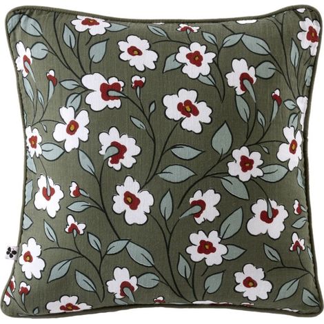 Coussin déhoussable réversible "Anna / Flora" toutes dimensions Gaze de Coton imprimée - Flora Romarin - - Flora Romarin - Housse de coussin 45 x 45 cm (1/3)