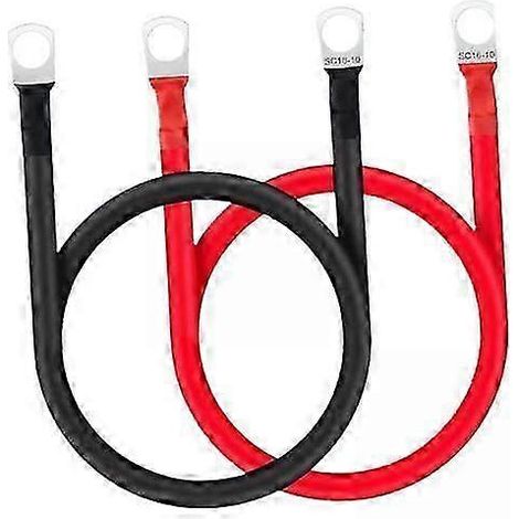 Câbles de batterie génériques AWG 5 AWG 2x2x, compatibles avec les onduleurs et l'énergie solaire, 30 cm (pieds). WHBYV (1/4)