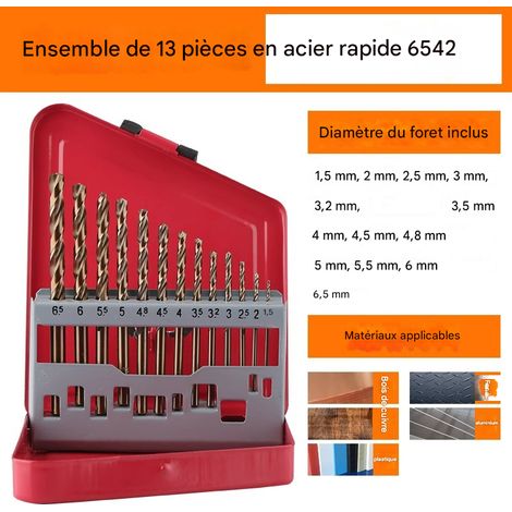 Forets hélicoïdaux HSS titanés cobalt M1/M35, queue droite, pour perçage (1/5)
