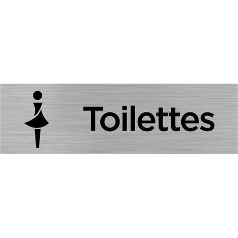 Pictogramme TOILETTES FEMMES (Q0063).- Adhésif aspect aluminium brossé - (1/5)