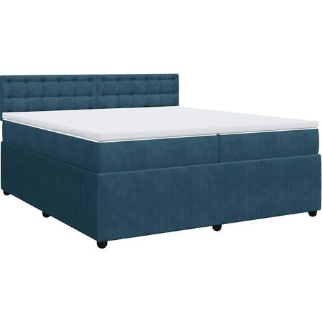 Maison Exclusive - Giroletto a Molle con Materasso Blu 200x200 cm in Velluto (1/5)