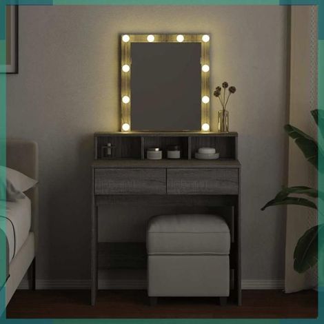 848183 Coiffeuse avec LED sonoma gris 80x41x144,5 cm (1/5)