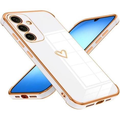 Coque pour Samsung Galaxy A17 4G/5G, motif cœur, protection caméra, silicone souple, blanc (1/5)