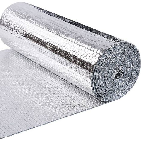 Isolant Thermique en Film Aluminisé a Bulles Double Face 3mm Résistant pour Réflecteur radiateur de Chaleur et Protéger, 0.6x10M (1/4)