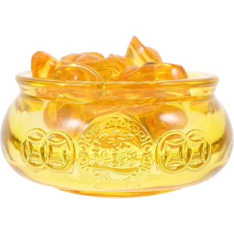 Bol à Trésor en Citrine Jaune pour Décoration de Bureau et Maison, Supporte Petits Objets, Design Unique Apportant Prospérité et Fortune (1/5)
