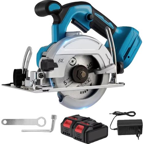 Scie circulaire, fonctionnement sans fil, coupes à angle réglable, Avec 2 batteries (1/2)