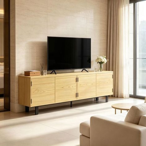 Meuble tv 180 cm 4 portes à pression meuble de salon (1/5)