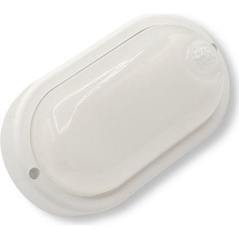 TRADE SHOP - Plafoniera Led Per Esterno Con Sensore Di Movimento 9w Luce 6500k Tonda Ovale Ip56 Sen-9f - -OVALE - (1/5)