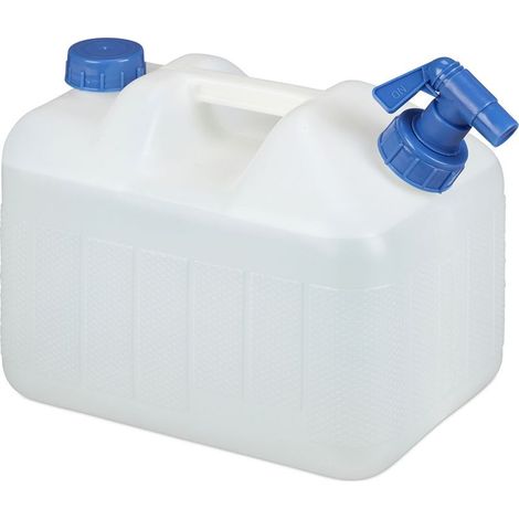 Jerrycan jerricane bidon d’eau robinet bouchon réservoir 10 L sans BPA camping voiture festival, blanc (1/5)