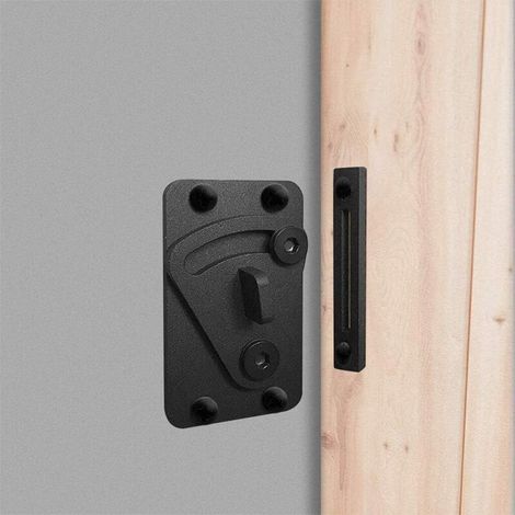 Serrure de porte coulissante en acier au carbone noir, serrure de confidentialité pour porte de grange coulissante, porte de garage (1/4)