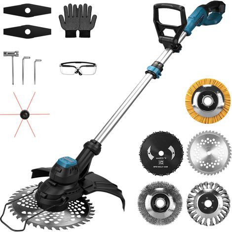 980W Coupe‑bordure Sans Balais Sans Fil 14800U/min Débroussailleur Compatible Makita 21V Sans Batterie Longueur Réglable 100‑140cm 7 Lames Coupe 300mm Jardin Pelouse (1/5)