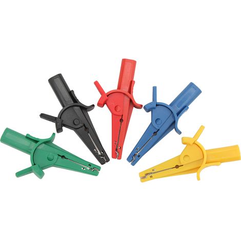 Lot de 5 pinces de test électrique 10A 600-1000V, multicolores, portables, avec douille banane 4mm pour sécurité (1/5)