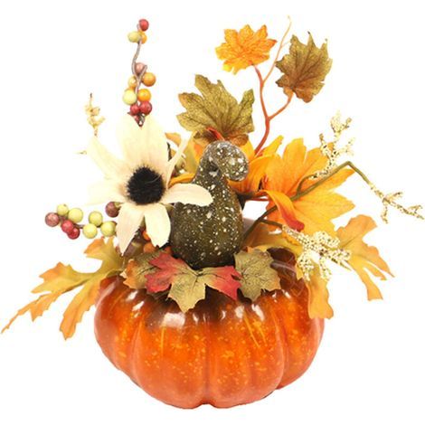 Zucca decorativa di Halloween realistica in poliresina, set da 3, con finitura dettagliata e resistente alle intemperie. (1/4)