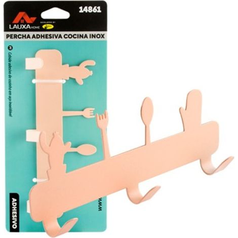 Percha Adhesiva Cocina Lauxa Home 3 Ganchos Acero Inoxidable Colores Variados