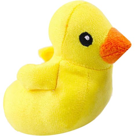 Jouet à mâcher interactif pour chiot en peluche couinante en forme de petit canard jaune, résistant aux morsures et idéal pour soulager l'ennui. (1/4)