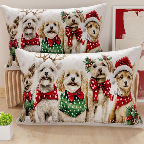 Paire de Housses de Coussin en Microfibre 40x60 cm, Coussins Décoratifs de Noël pour Chambre, Canapé, Salon, Lot de 2 Housses de Coussin, Taie d'oreiller de Noël 9
